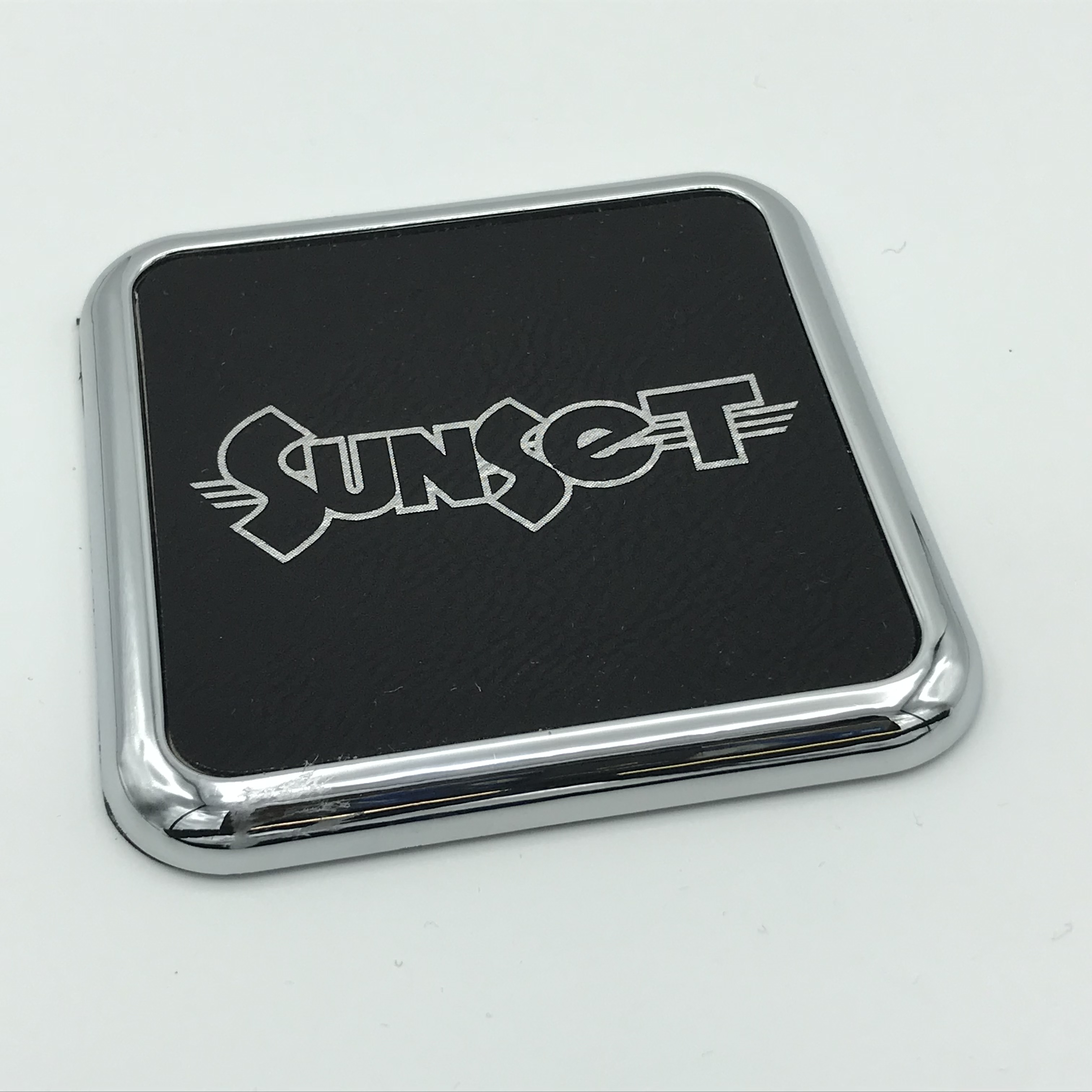 S - Engraved Leatherette Square Coaster w/ Silver Edge