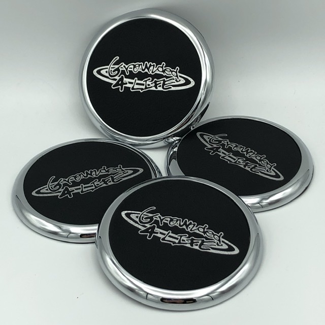 G4L - Engraved Leatherette Round Coaster w/ Silver Edge