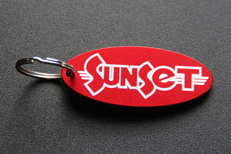 Sunset - Engraved Anodized Aluminum Key Chain - Red