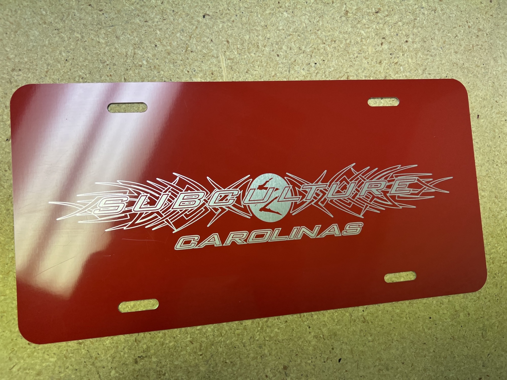 Subculture Carolinas - Stainless Steel License Plate - Red