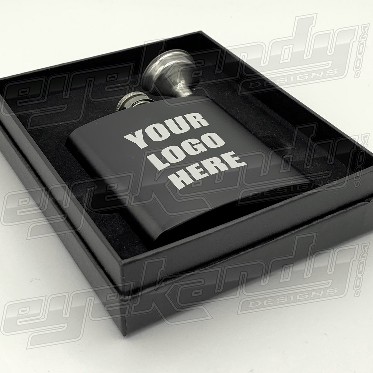 VC - Engraved 6oz Matte Black Flask in Black Presentation Box